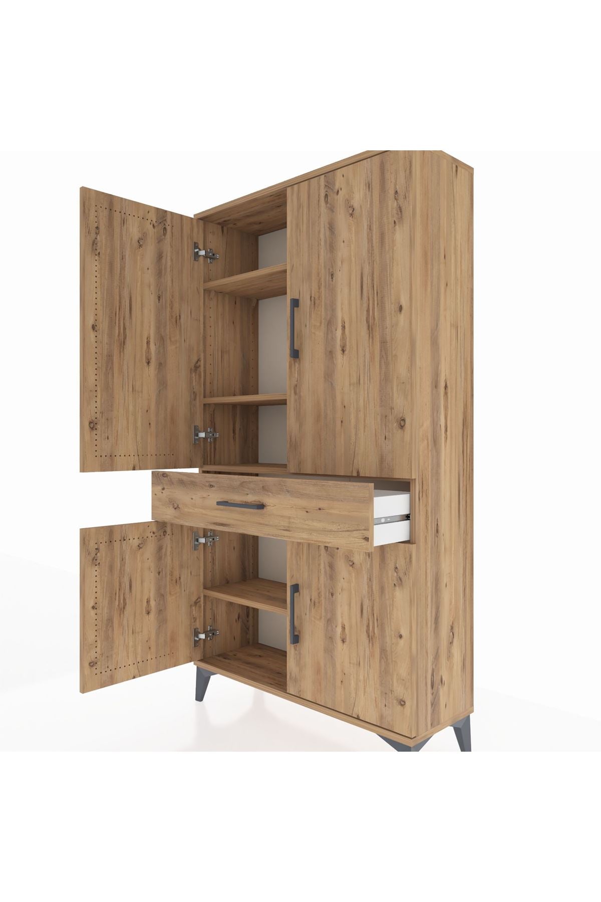 Arges Dolap 4 Raflı Tek Çekmeceli 4 Kapaklı 88x30x163 - S21M047V9A