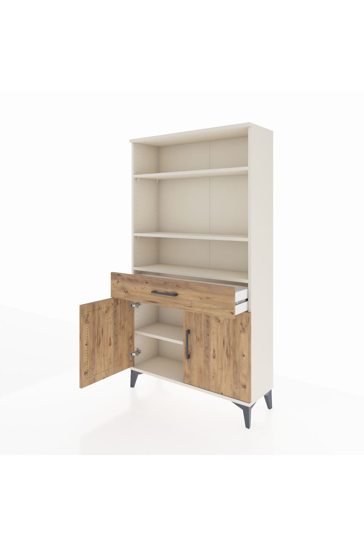 Arges Dolap 3 Raflı Tek Çekmeceli 2 Kapaklı 88x30x163 - S21M048V3A