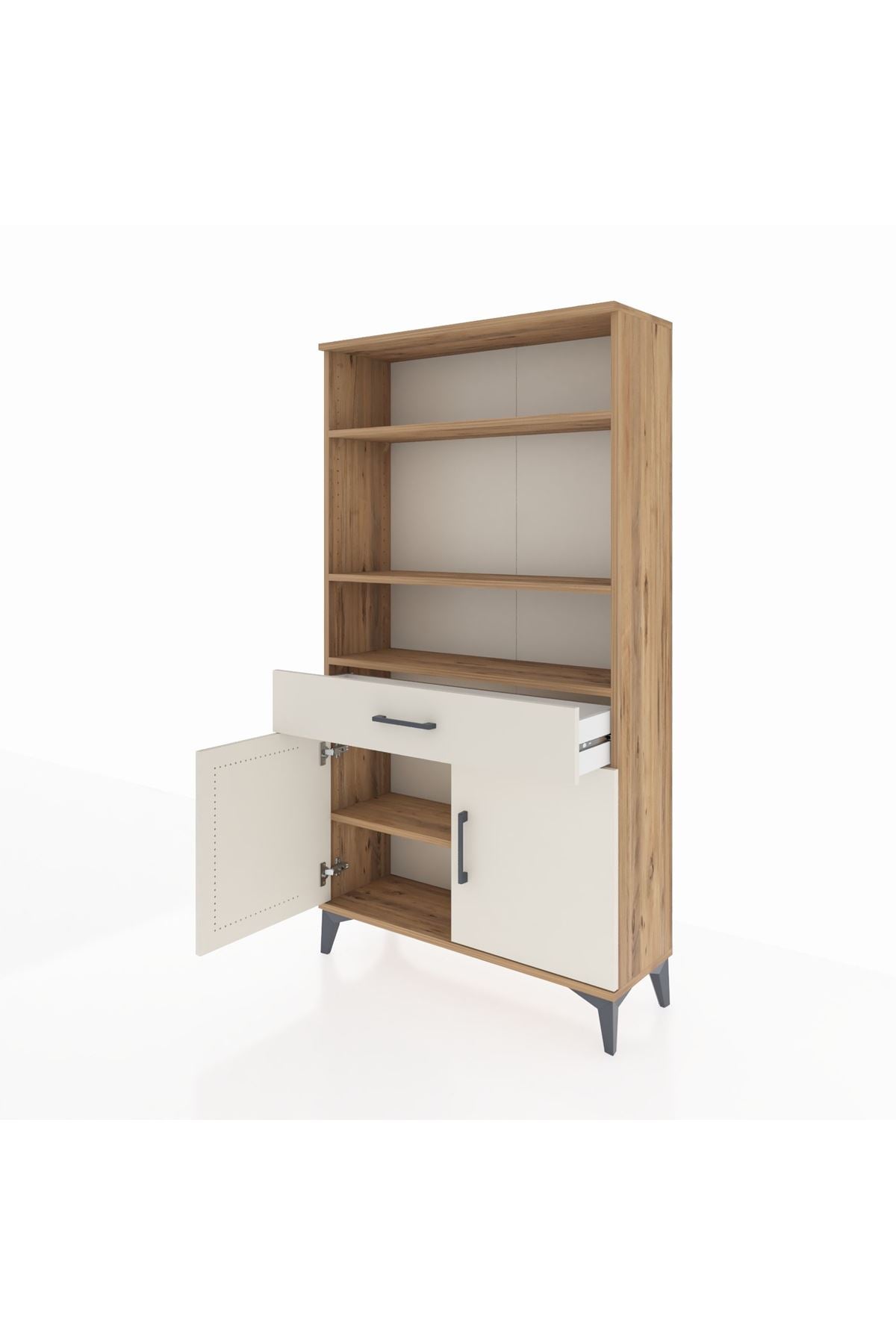 Arges Dolap 3 Raflı Tek Çekmeceli 2 Kapaklı 88x30x163 - S21M048V7A