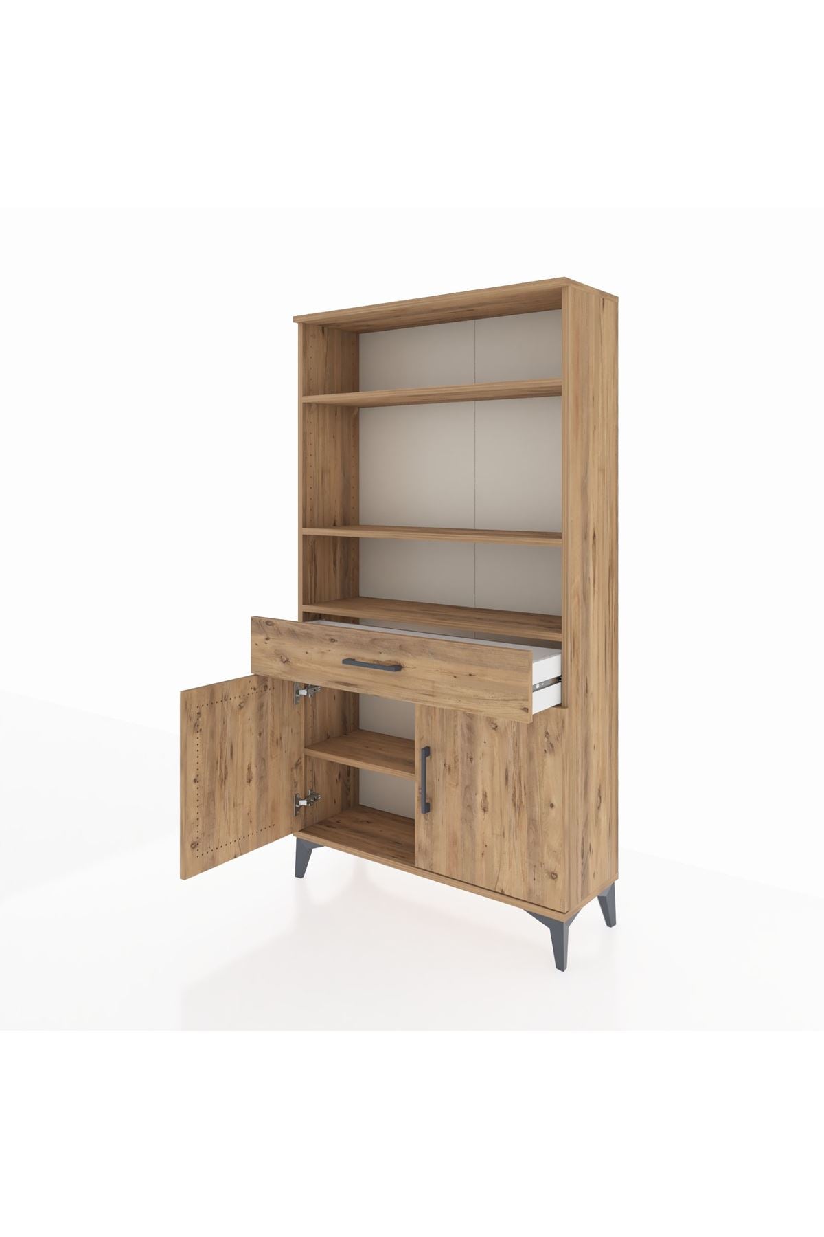 Arges Dolap 3 Raflı Tek Çekmeceli 2 Kapaklı 88x30x163 - S21M048V9A