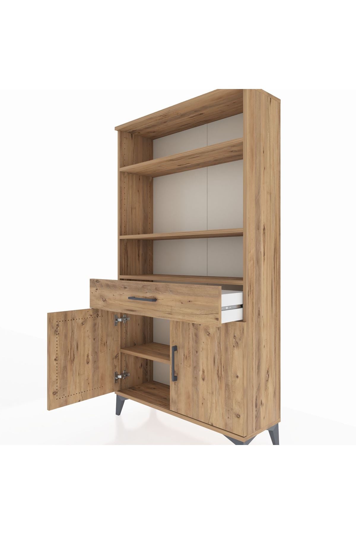 Arges Dolap 3 Raflı Tek Çekmeceli 2 Kapaklı 88x30x163 - S21M048V9A