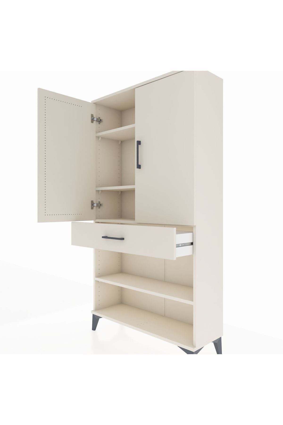 Arges Dolap 4 Raflı Tek Çekmeceli 2 Kapaklı 88x30x163 - S21M049V1A