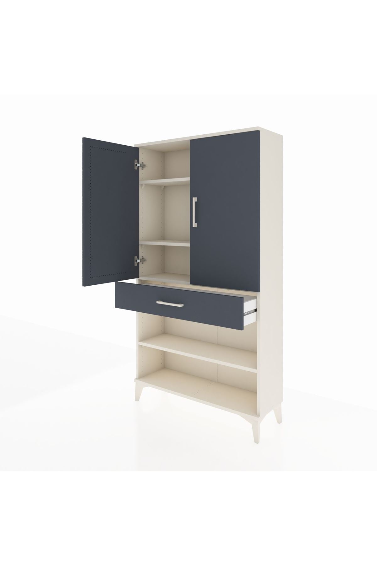 Arges Dolap 4 Raflı Tek Çekmeceli 2 Kapaklı 88x30x163 - S21M049V2A