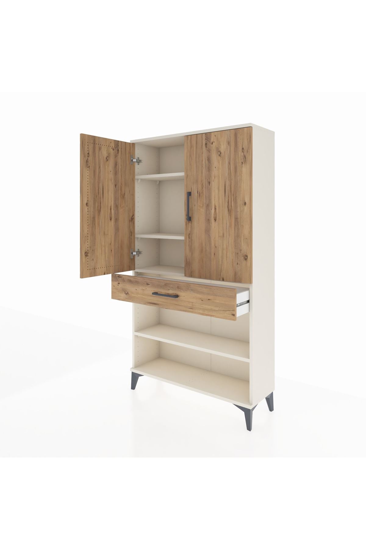 Arges Dolap 4 Raflı Tek Çekmeceli 2 Kapaklı 88x30x163 - S21M049V3A