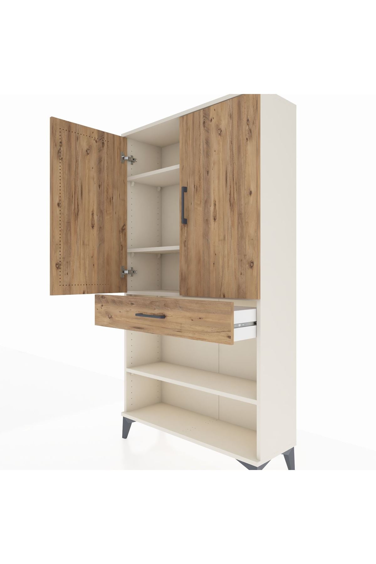Arges Dolap 4 Raflı Tek Çekmeceli 2 Kapaklı 88x30x163 - S21M049V3A