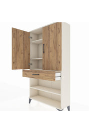 Arges Dolap 4 Raflı Tek Çekmeceli 2 Kapaklı 88x30x163 - S21M049V3A