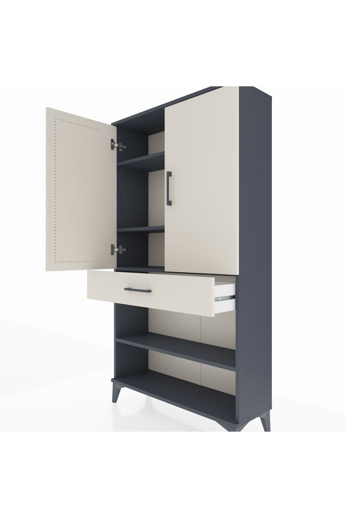 Arges Dolap 4 Raflı Tek Çekmeceli 2 Kapaklı 88x30x163 - S21M049V4A
