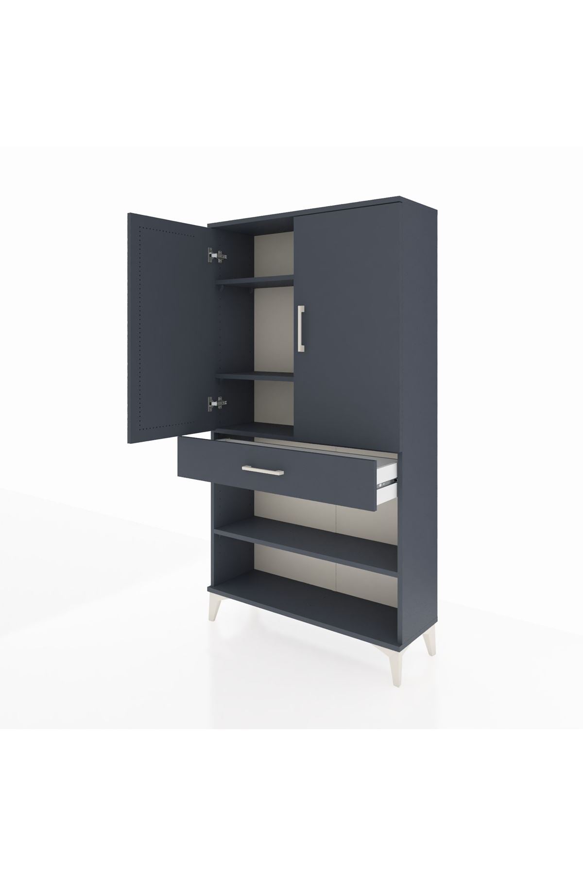 Arges Dolap 4 Raflı Tek Çekmeceli 2 Kapaklı 88x30x163 - S21M049V5A