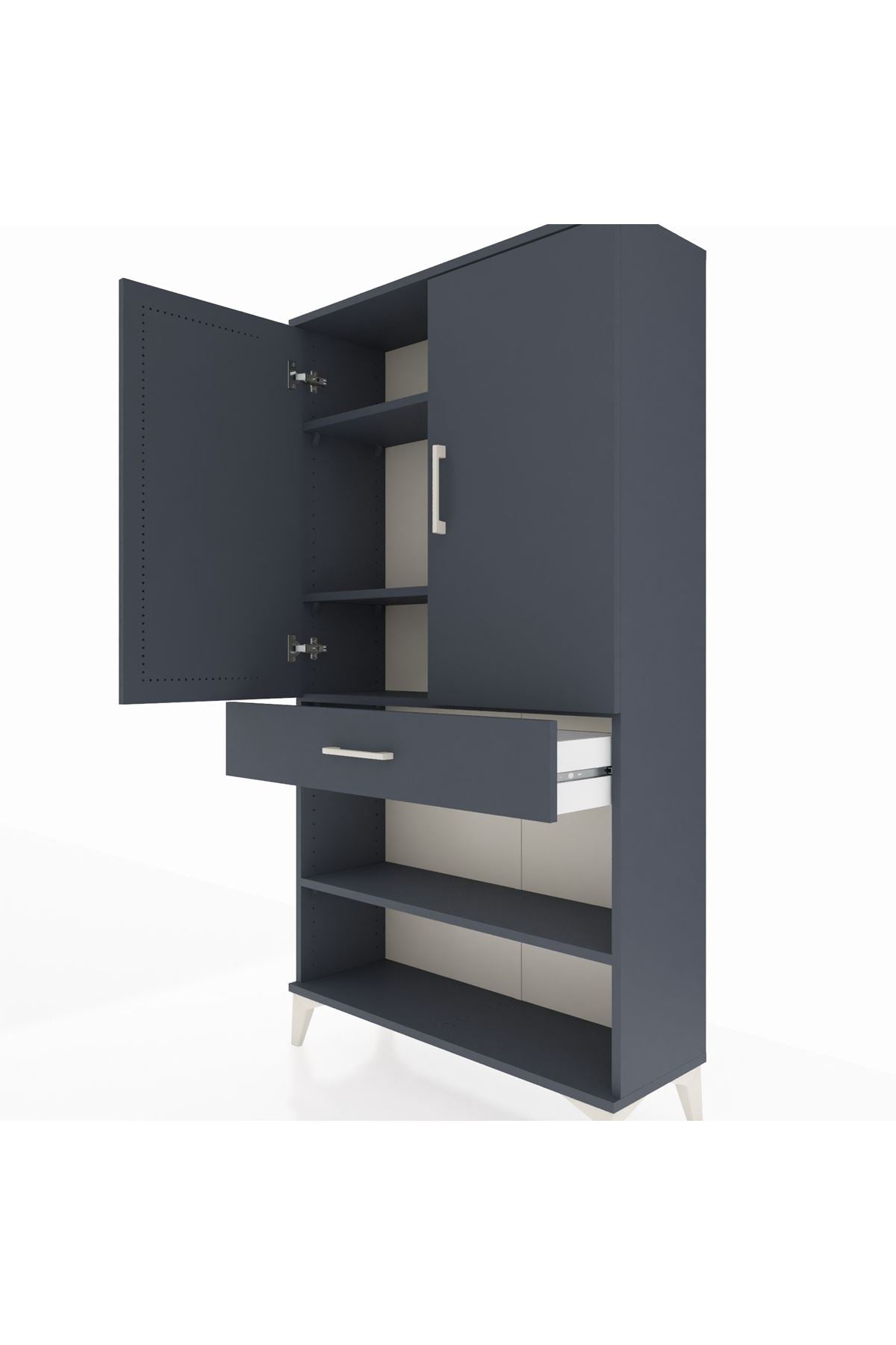 Arges Dolap 4 Raflı Tek Çekmeceli 2 Kapaklı 88x30x163 - S21M049V5A