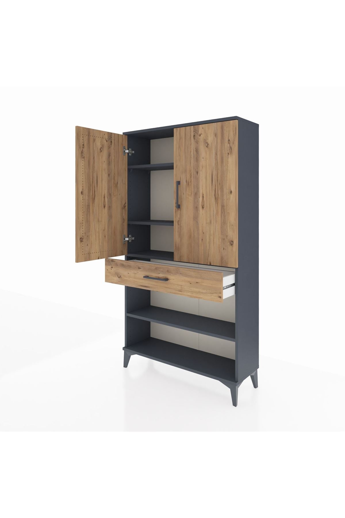 Arges Dolap 4 Raflı Tek Çekmeceli 2 Kapaklı 88x30x163 - S21M049V6A