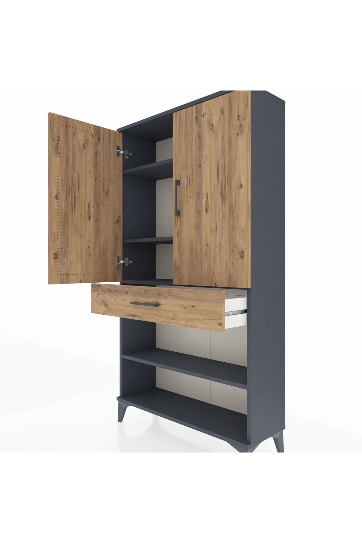 Arges Dolap 4 Raflı Tek Çekmeceli 2 Kapaklı 88x30x163 - S21M049V6A
