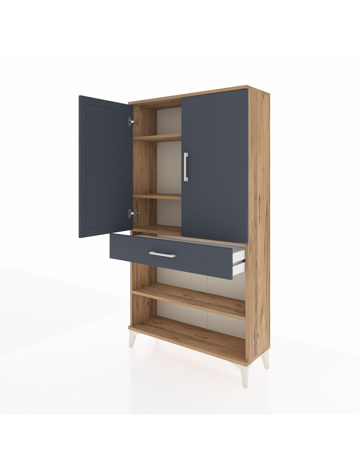 Arges Dolap 4 Raflı Tek Çekmeceli 2 Kapaklı 88x30x163 - S21M049V8A