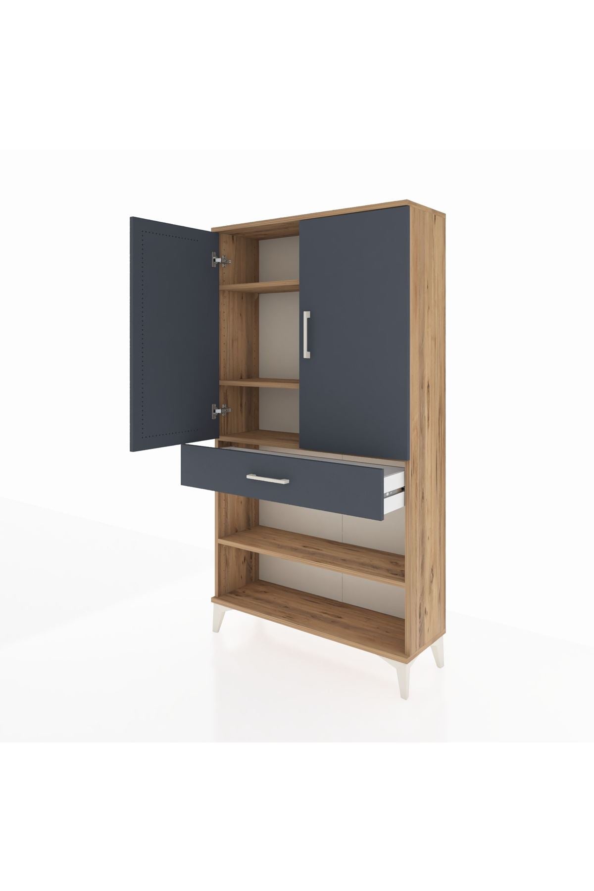 Arges Dolap 4 Raflı Tek Çekmeceli 2 Kapaklı 88x30x163 - S21M049V8A
