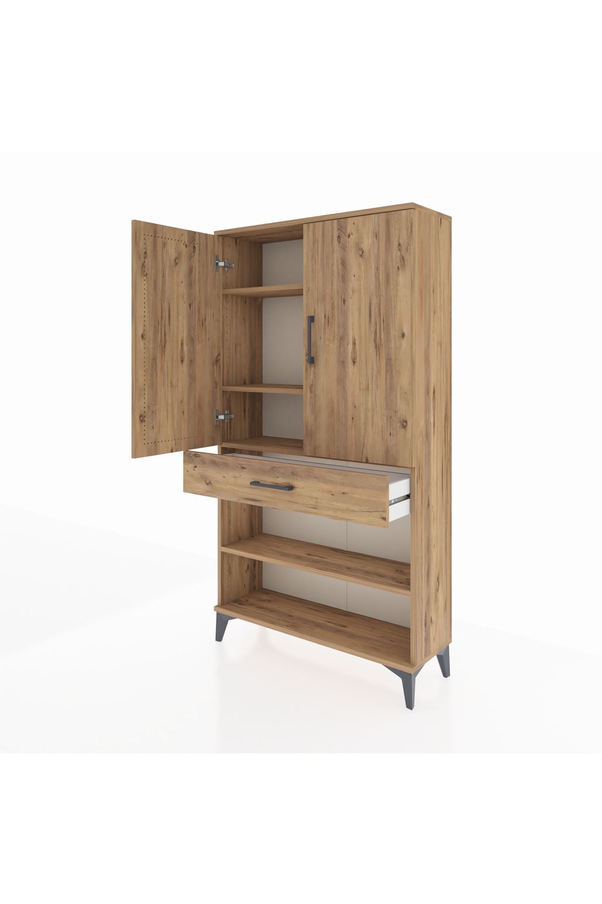 Arges Dolap 4 Raflı Tek Çekmeceli 2 Kapaklı 88x30x163 - S21M049V9A