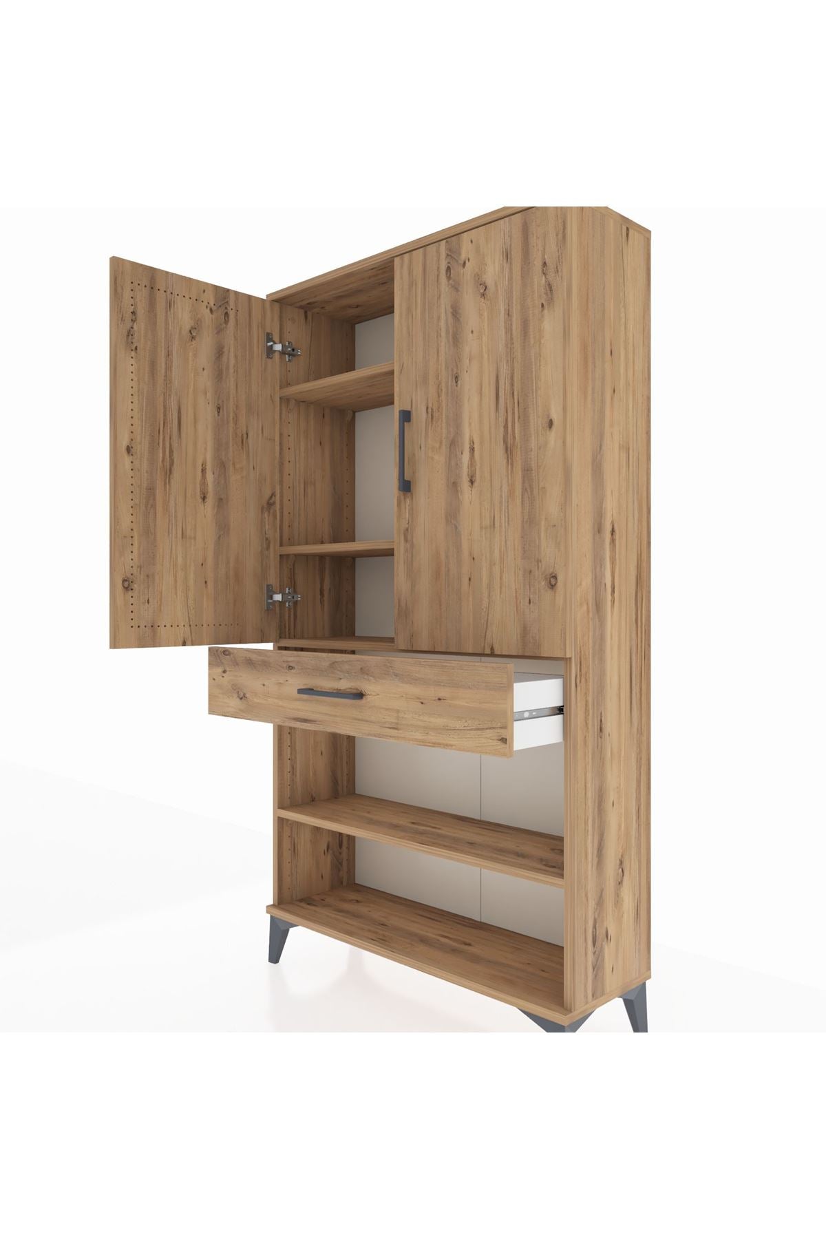 Arges Dolap 4 Raflı Tek Çekmeceli 2 Kapaklı 88x30x163 - S21M049V9A