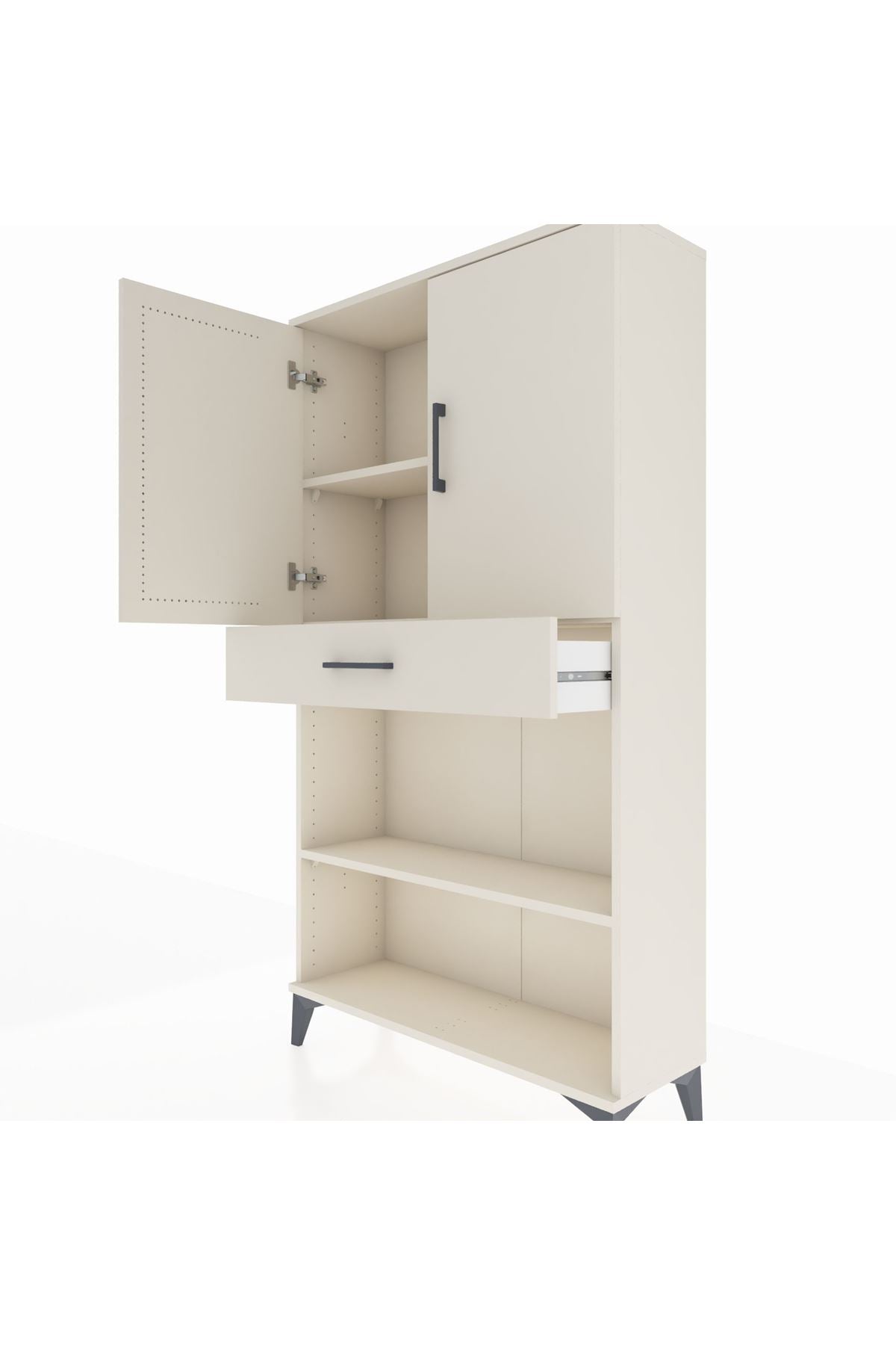 Arges Dolap 3 Raflı Tek Çekmeceli 2 Kapaklı 88x30x163 - S21M053V1A
