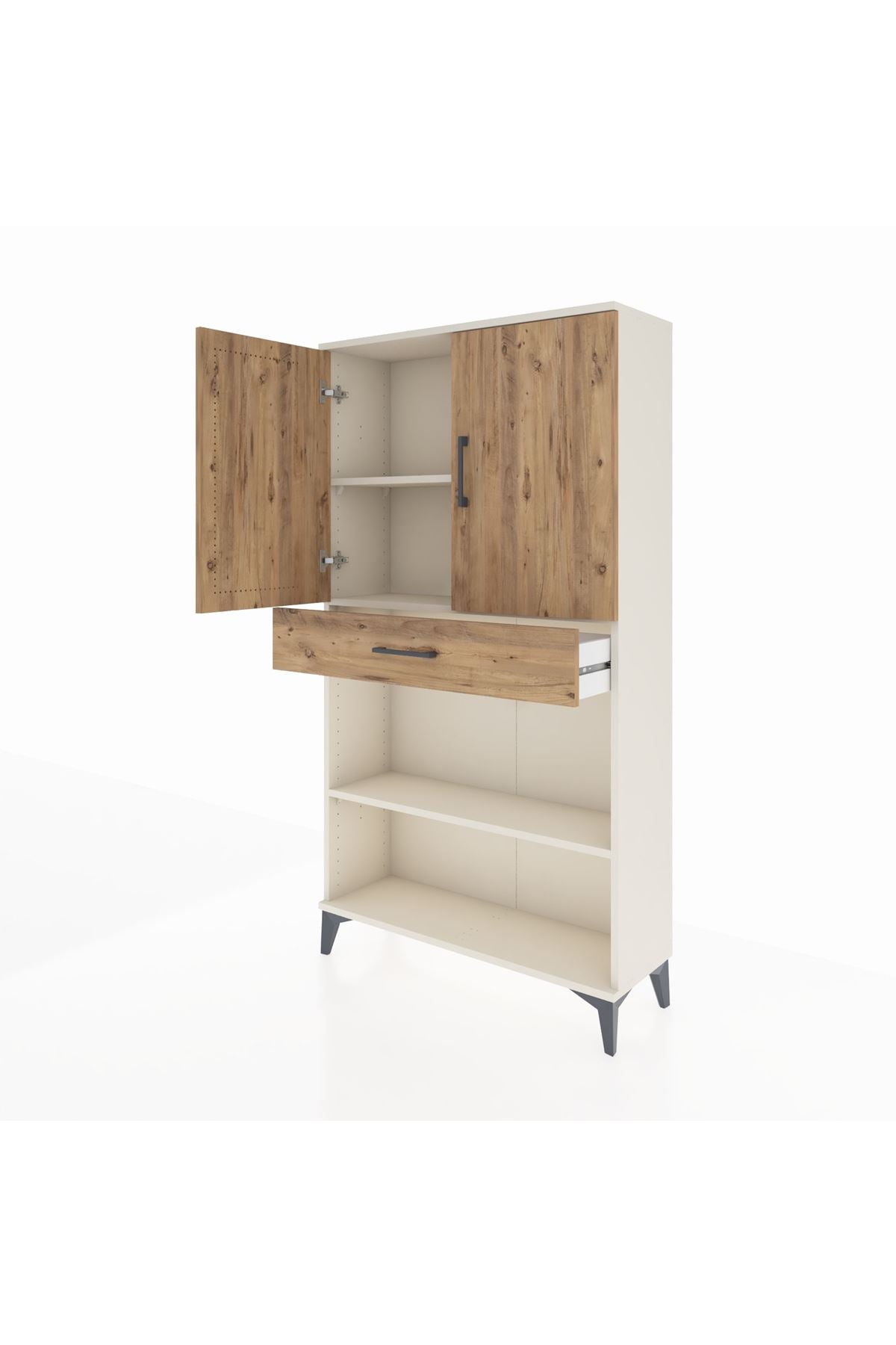 Arges Dolap 3 Raflı Tek Çekmeceli 2 Kapaklı 88x30x163 - S21M053V3A