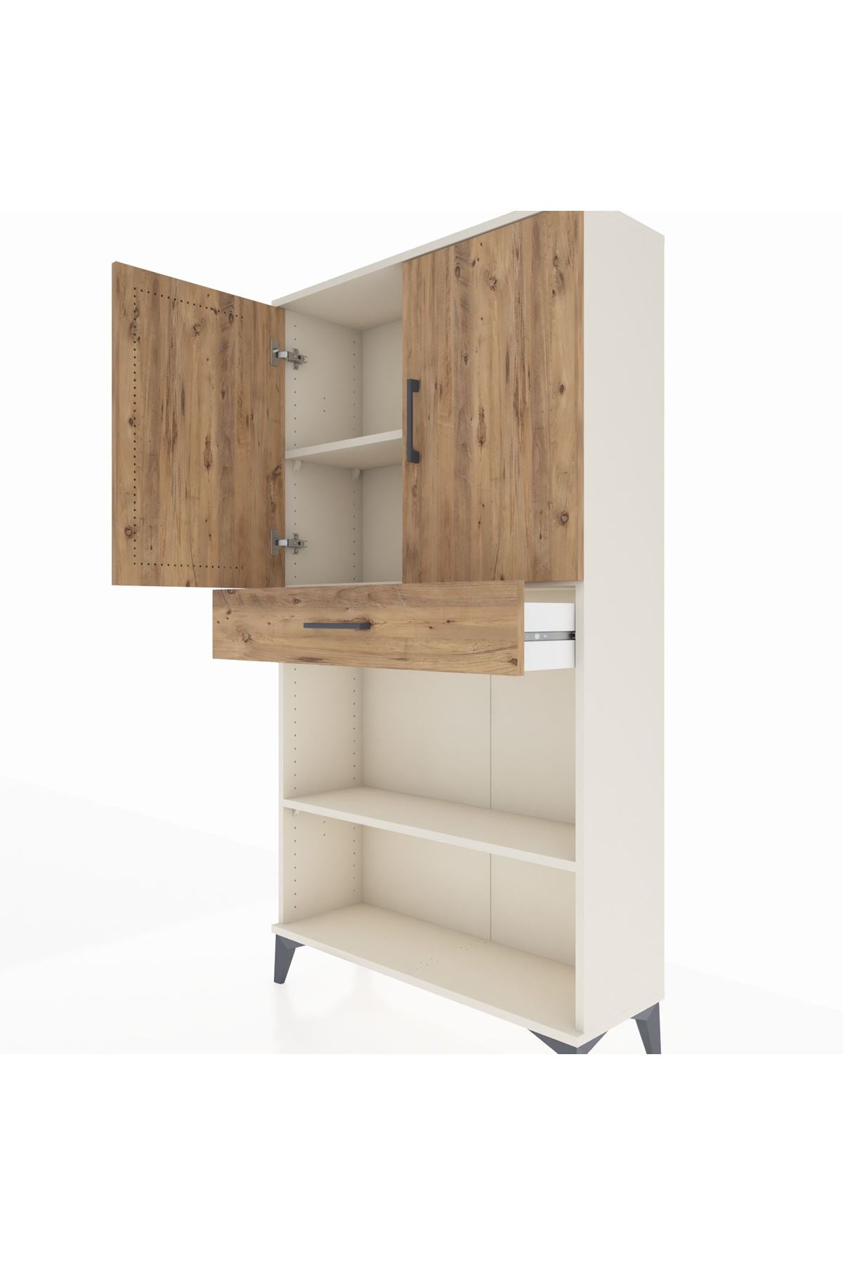 Arges Dolap 3 Raflı Tek Çekmeceli 2 Kapaklı 88x30x163 - S21M053V3A
