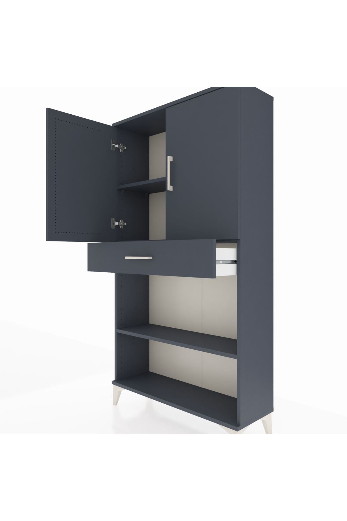 Arges Dolap 3 Raflı Tek Çekmeceli 2 Kapaklı 88x30x163 - S21M053V5A