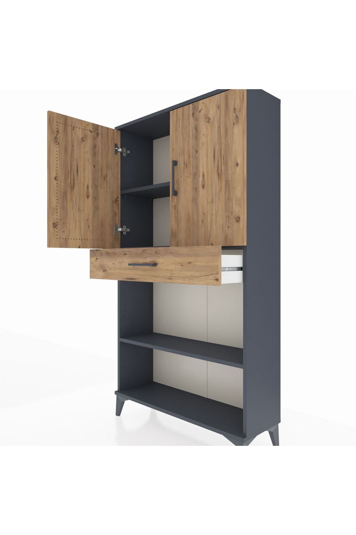 Arges Dolap 3 Raflı Tek Çekmeceli 2 Kapaklı 88x30x163 - S21M053V6A