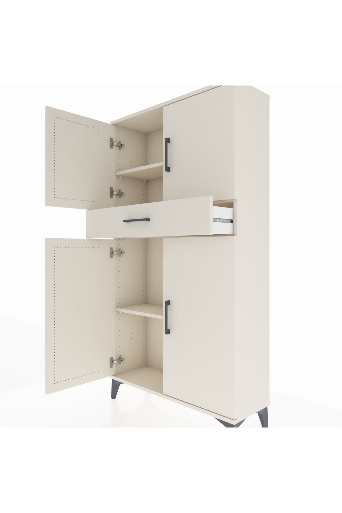 Arges Dolap 3 Raflı Tek Çekmeceli 4 Kapaklı 88x30x163 - S21M055V1A