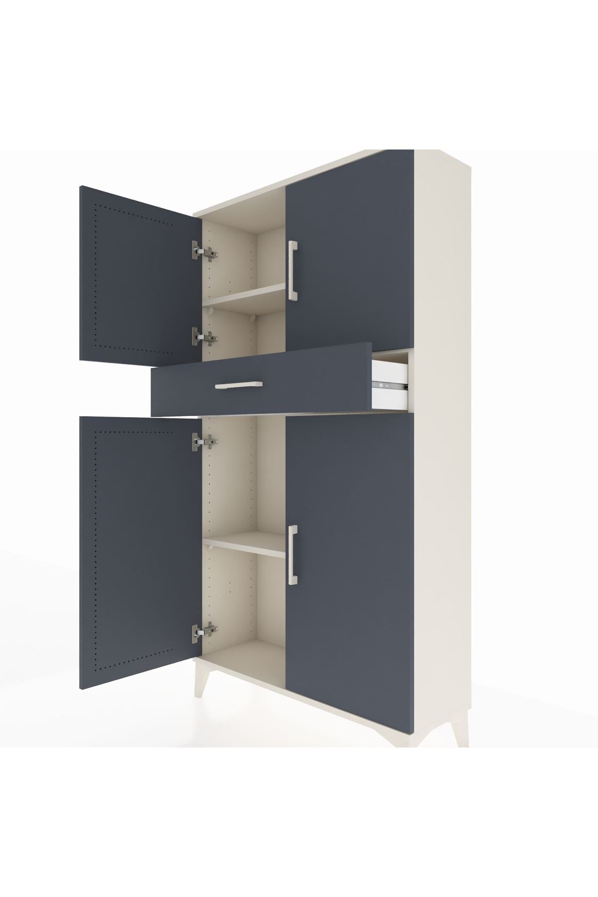 Arges Dolap 3 Raflı Tek Çekmeceli 4 Kapaklı 88x30x163 - S21M055V2A