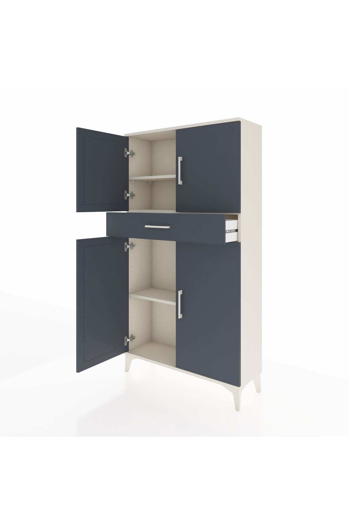 Arges Dolap 3 Raflı Tek Çekmeceli 4 Kapaklı 88x30x163 - S21M055V2A