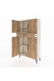 Arges Dolap 3 Raflı Tek Çekmeceli 4 Kapaklı 88x30x163 - S21M055V3A