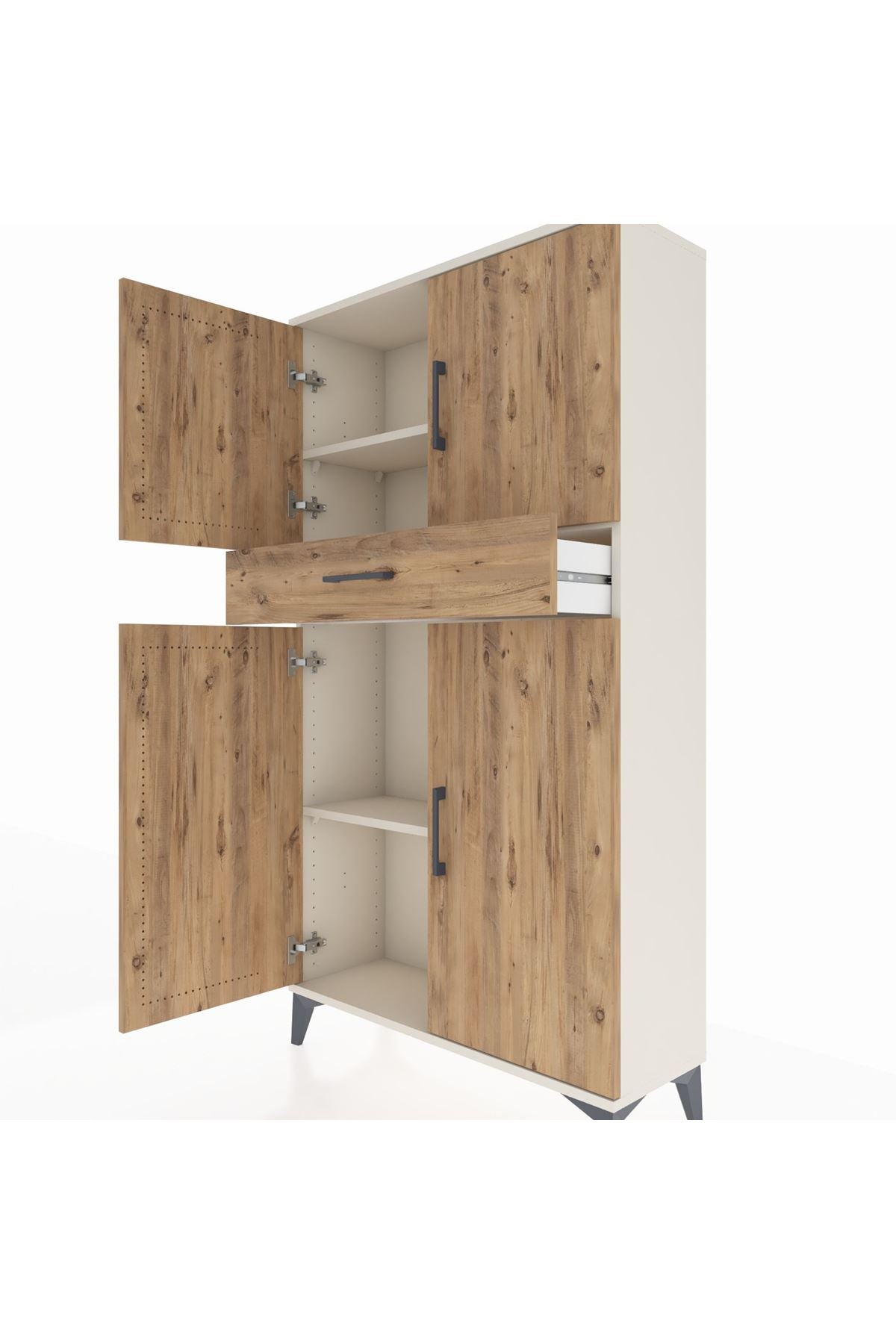 Arges Dolap 3 Raflı Tek Çekmeceli 4 Kapaklı 88x30x163 - S21M055V3A