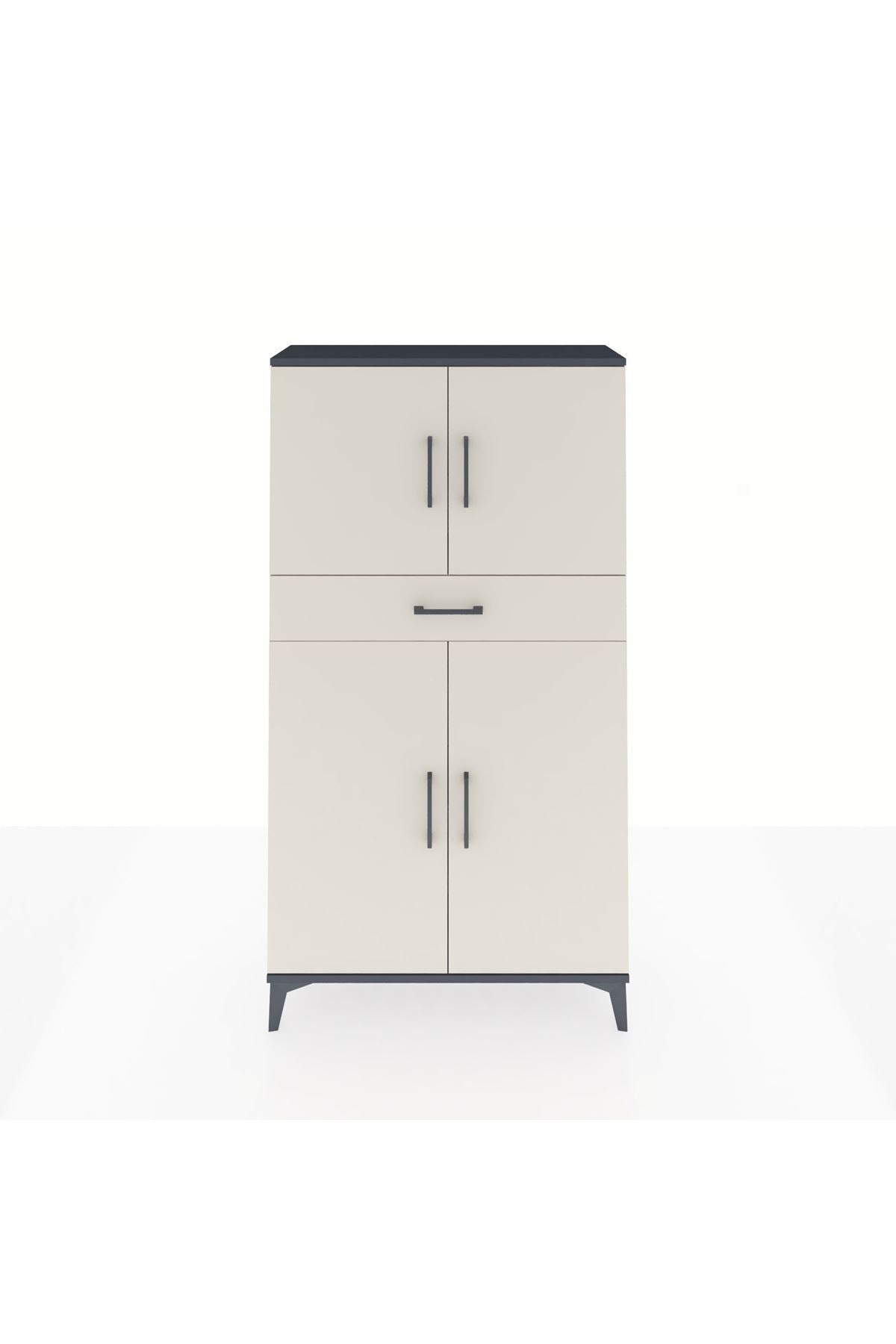 Arges Dolap 3 Raflı Tek Çekmeceli 4 Kapaklı 88x30x163 - S21M055V4A