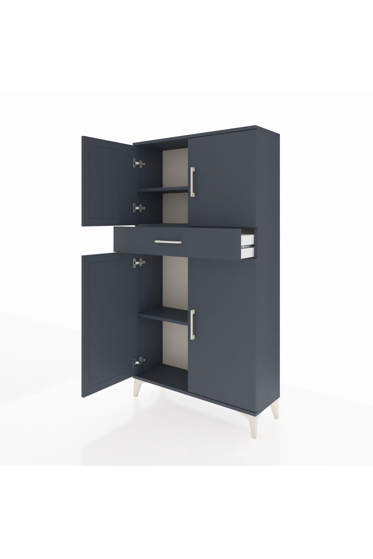 Arges Dolap 3 Raflı Tek Çekmeceli 4 Kapaklı 88x30x163 - S21M055V5A