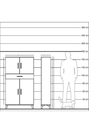 Arges Dolap 3 Raflı Tek Çekmeceli 4 Kapaklı 88x30x163 - S21M055V5A
