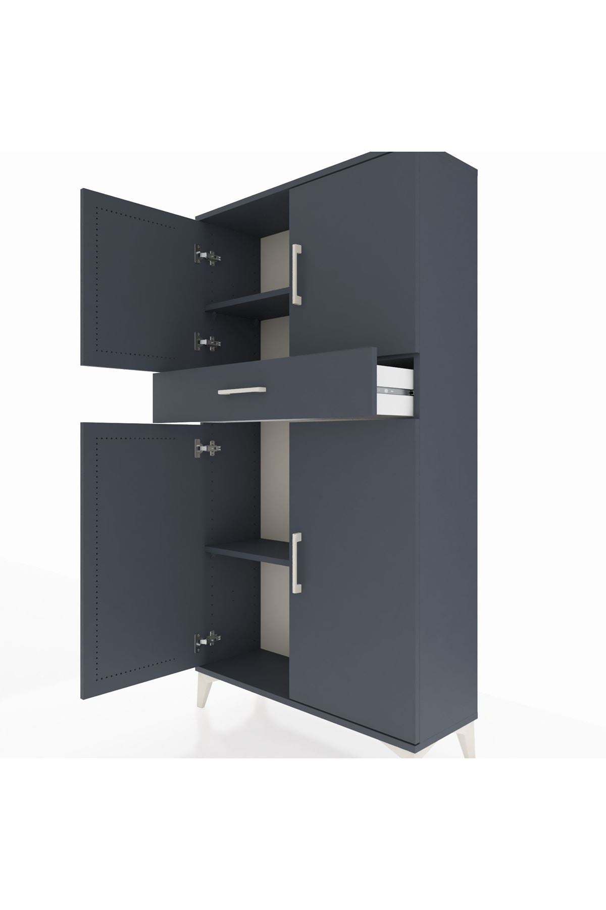 Arges Dolap 3 Raflı Tek Çekmeceli 4 Kapaklı 88x30x163 - S21M055V5A