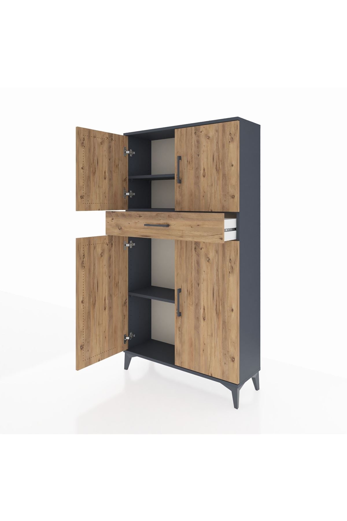 Arges Dolap 3 Raflı Tek Çekmeceli 4 Kapaklı 88x30x163 - S21M055V6A