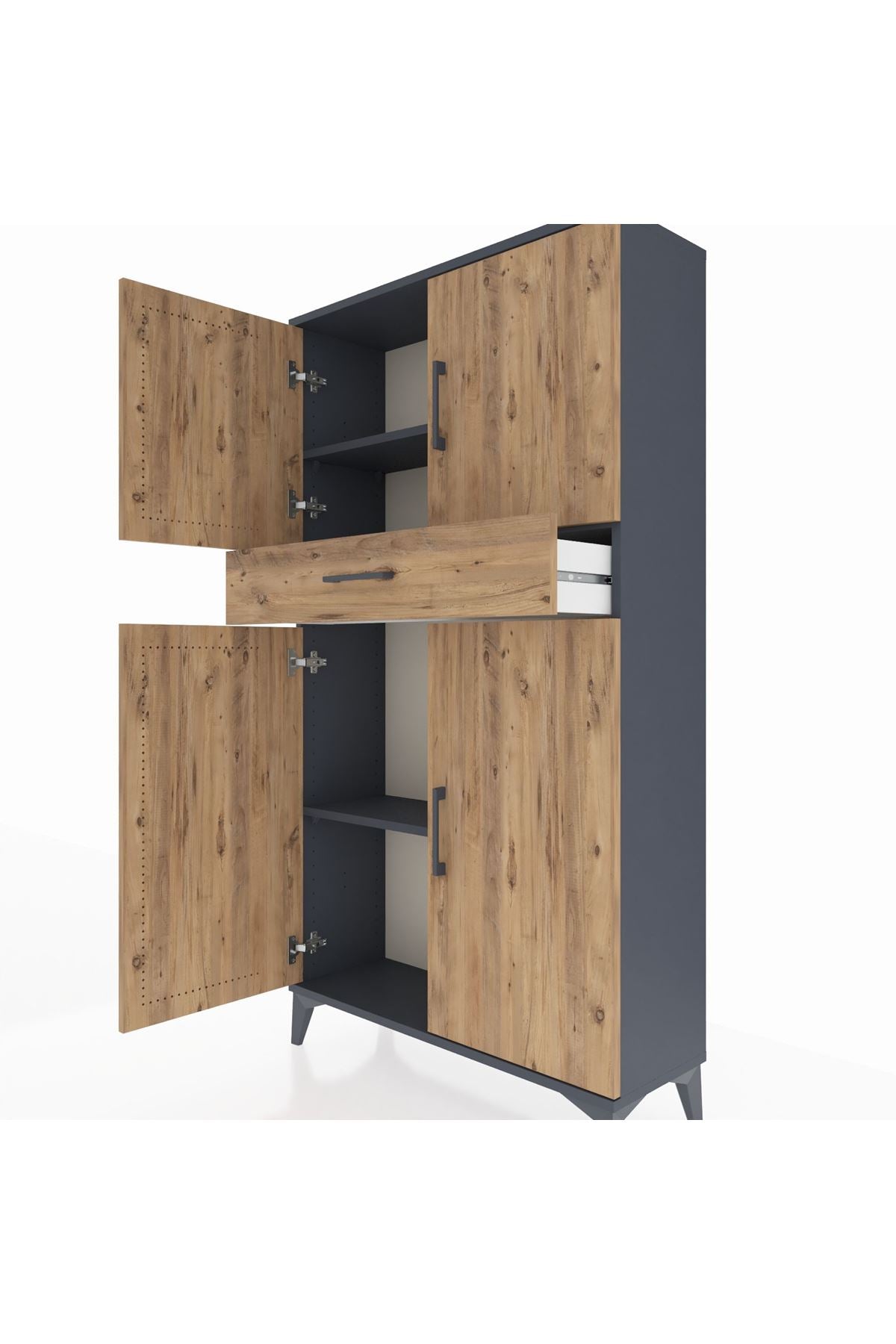 Arges Dolap 3 Raflı Tek Çekmeceli 4 Kapaklı 88x30x163 - S21M055V6A