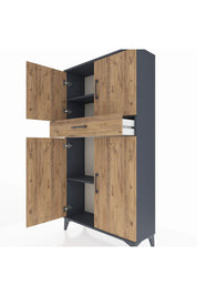 Arges Dolap 3 Raflı Tek Çekmeceli 4 Kapaklı 88x30x163 - S21M055V6A