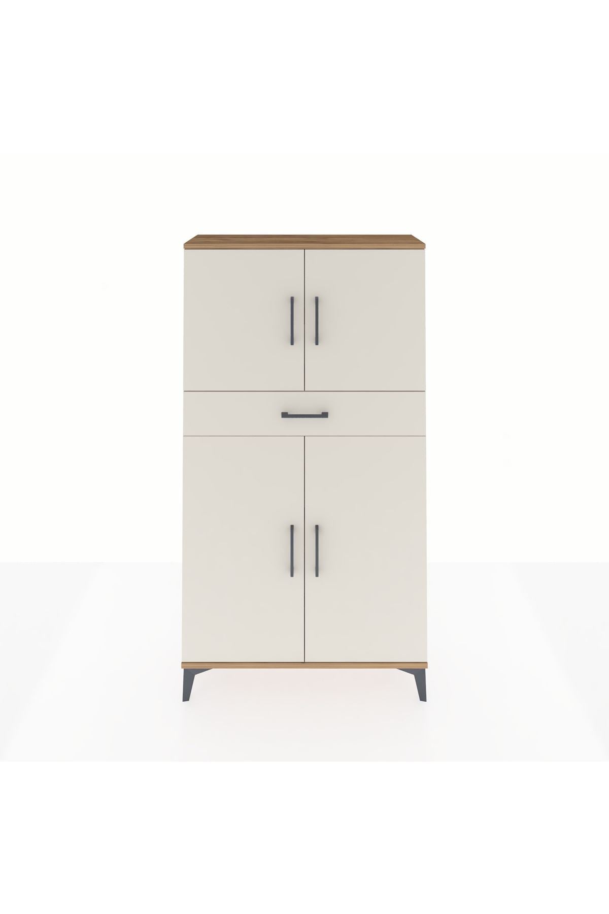 Arges Dolap 3 Raflı Tek Çekmeceli 4 Kapaklı 88x30x163 - S21M055V7A