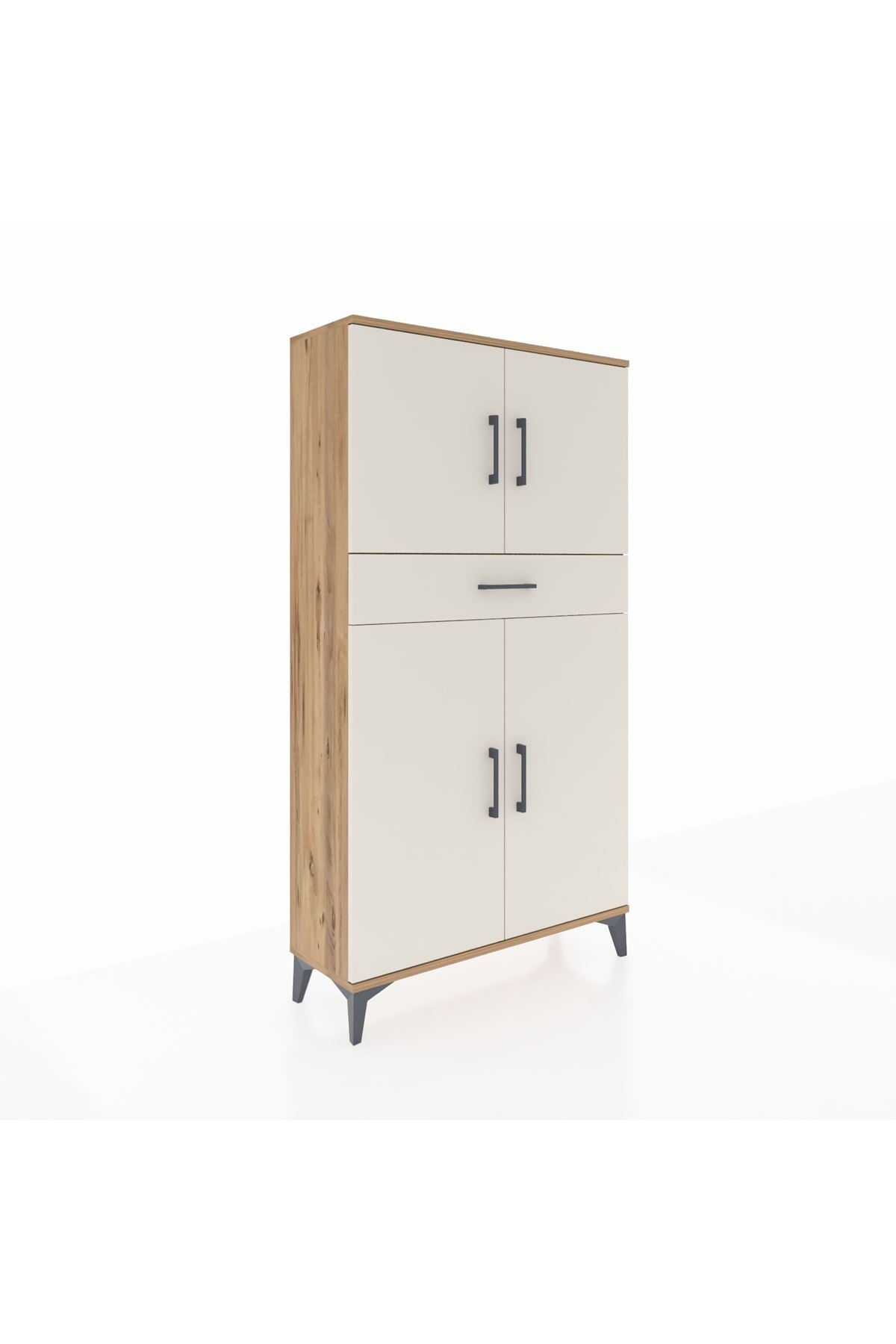 Arges Dolap 3 Raflı Tek Çekmeceli 4 Kapaklı 88x30x163 - S21M055V7A