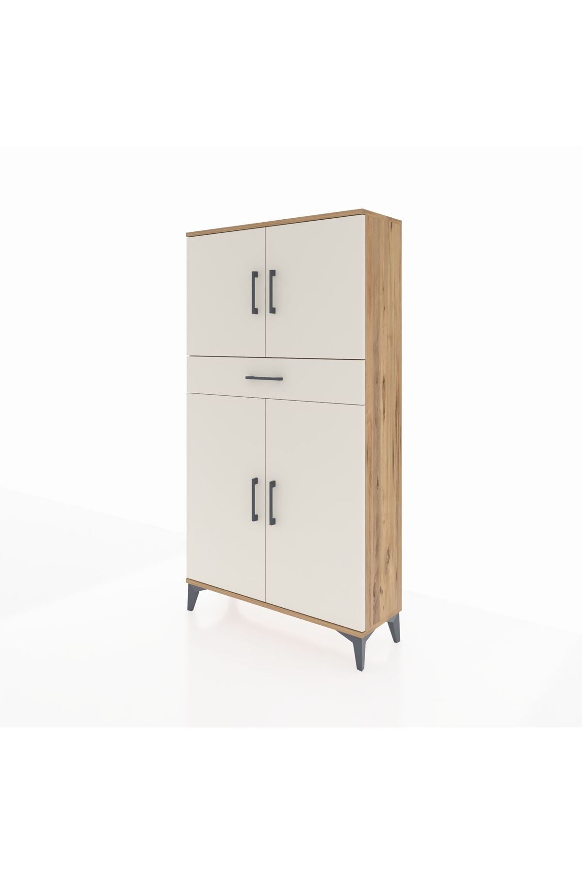 Arges Dolap 3 Raflı Tek Çekmeceli 4 Kapaklı 88x30x163 - S21M055V7A
