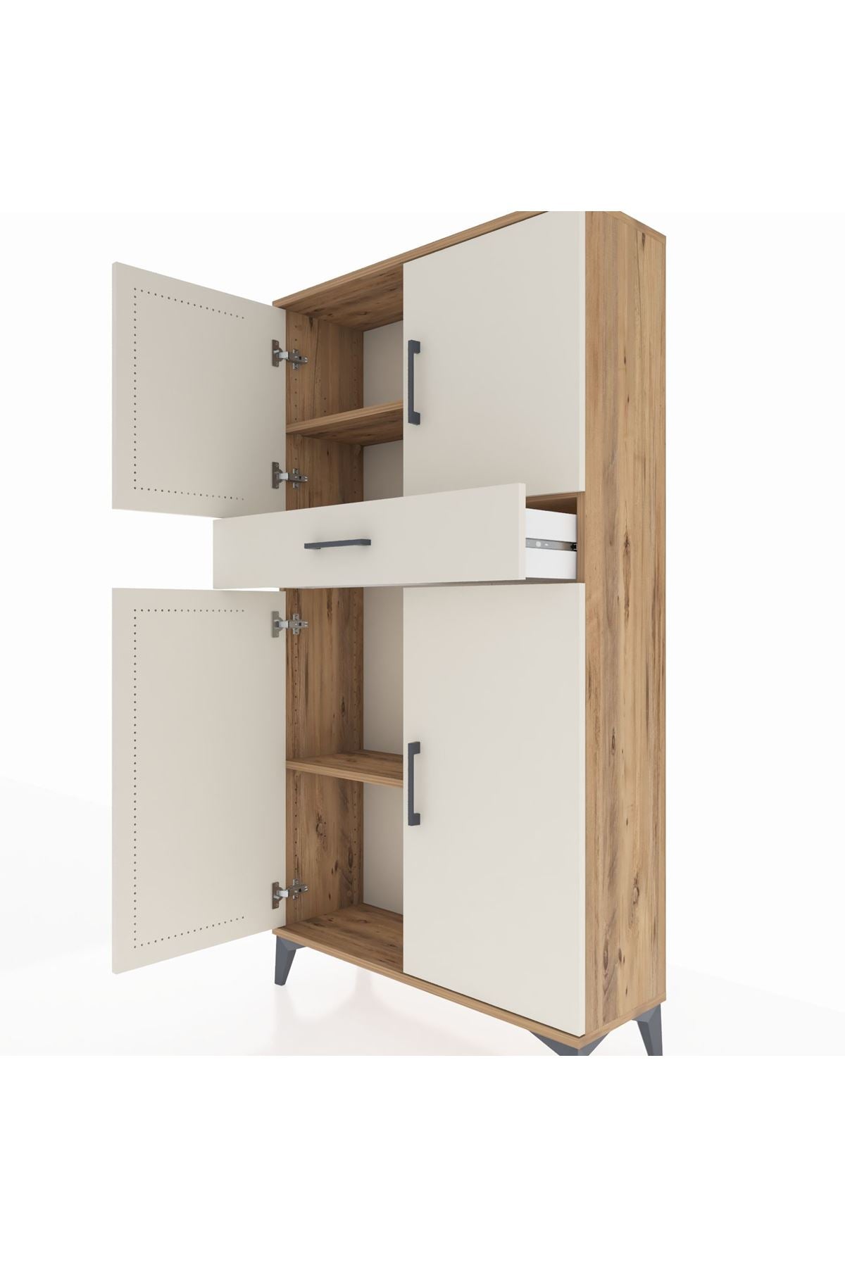 Arges Dolap 3 Raflı Tek Çekmeceli 4 Kapaklı 88x30x163 - S21M055V7A