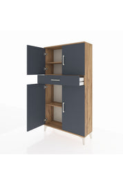 Arges Dolap 3 Raflı Tek Çekmeceli 4 Kapaklı 88x30x163 - S21M055V8A