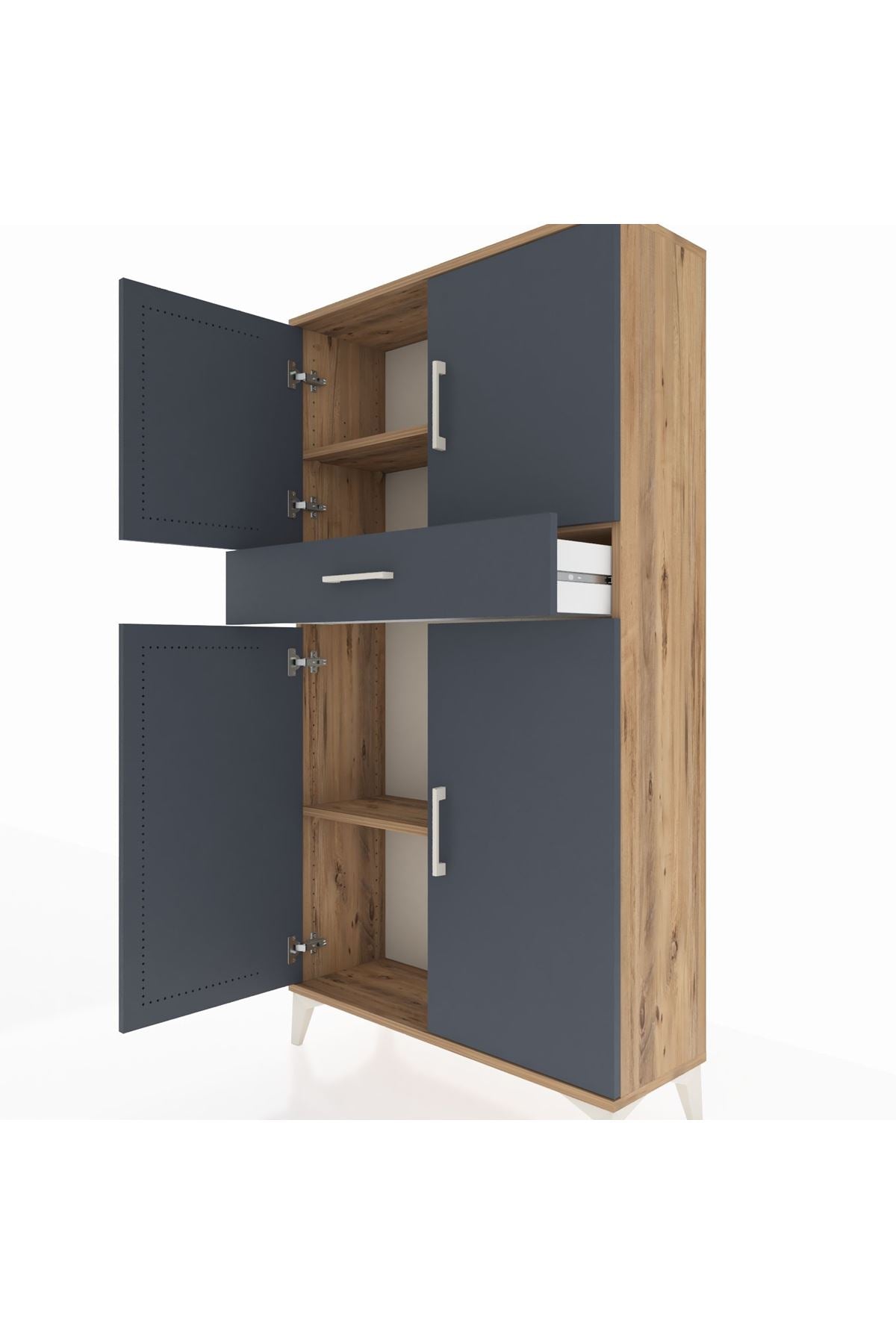 Arges Dolap 3 Raflı Tek Çekmeceli 4 Kapaklı 88x30x163 - S21M055V8A