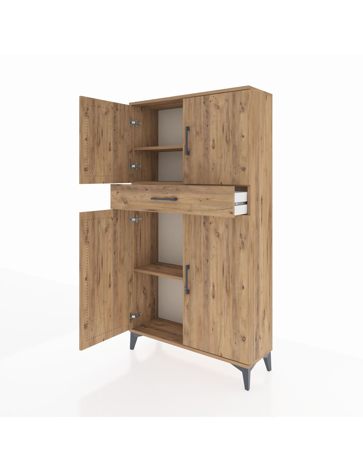 Arges Dolap 3 Raflı Tek Çekmeceli 4 Kapaklı 88x30x163 - S21M055V9A