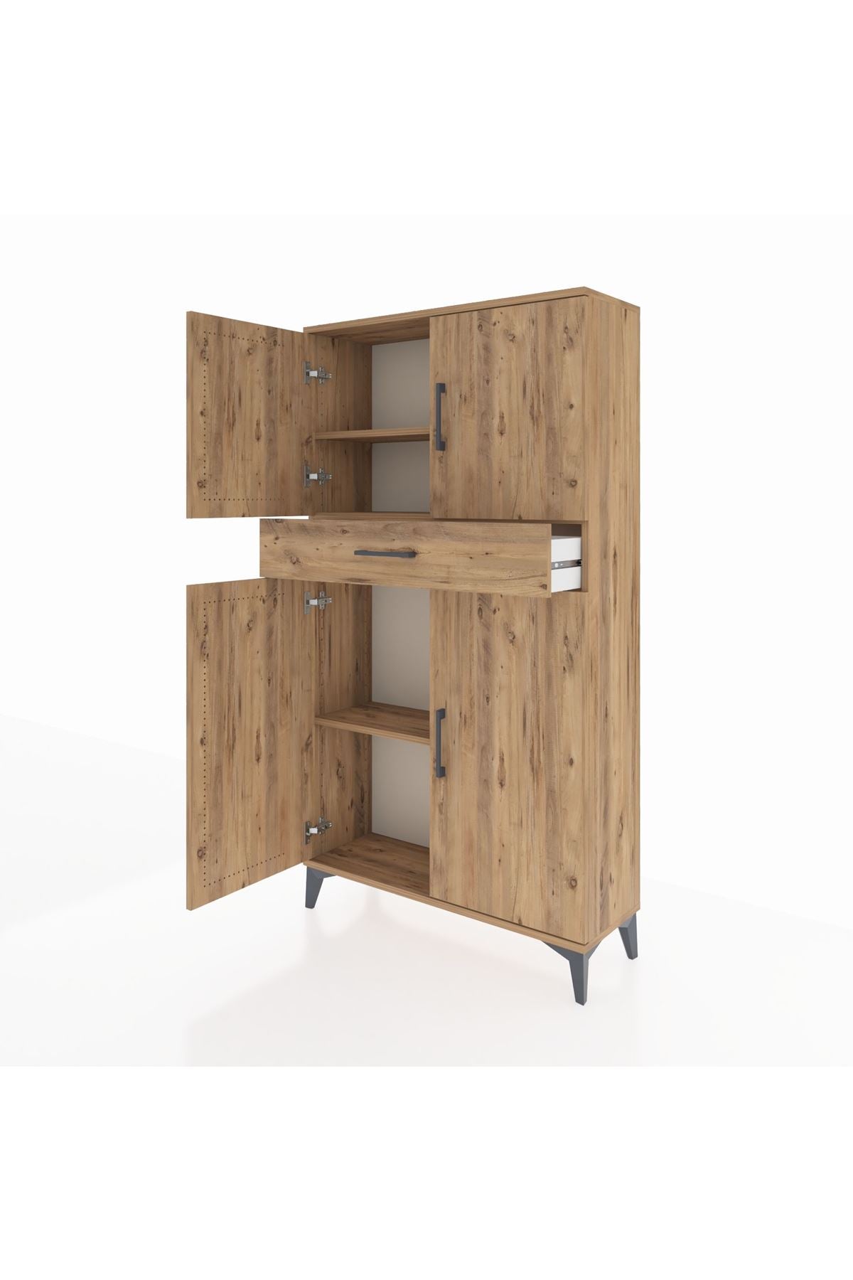 Arges Dolap 3 Raflı Tek Çekmeceli 4 Kapaklı 88x30x163 - S21M055V9A