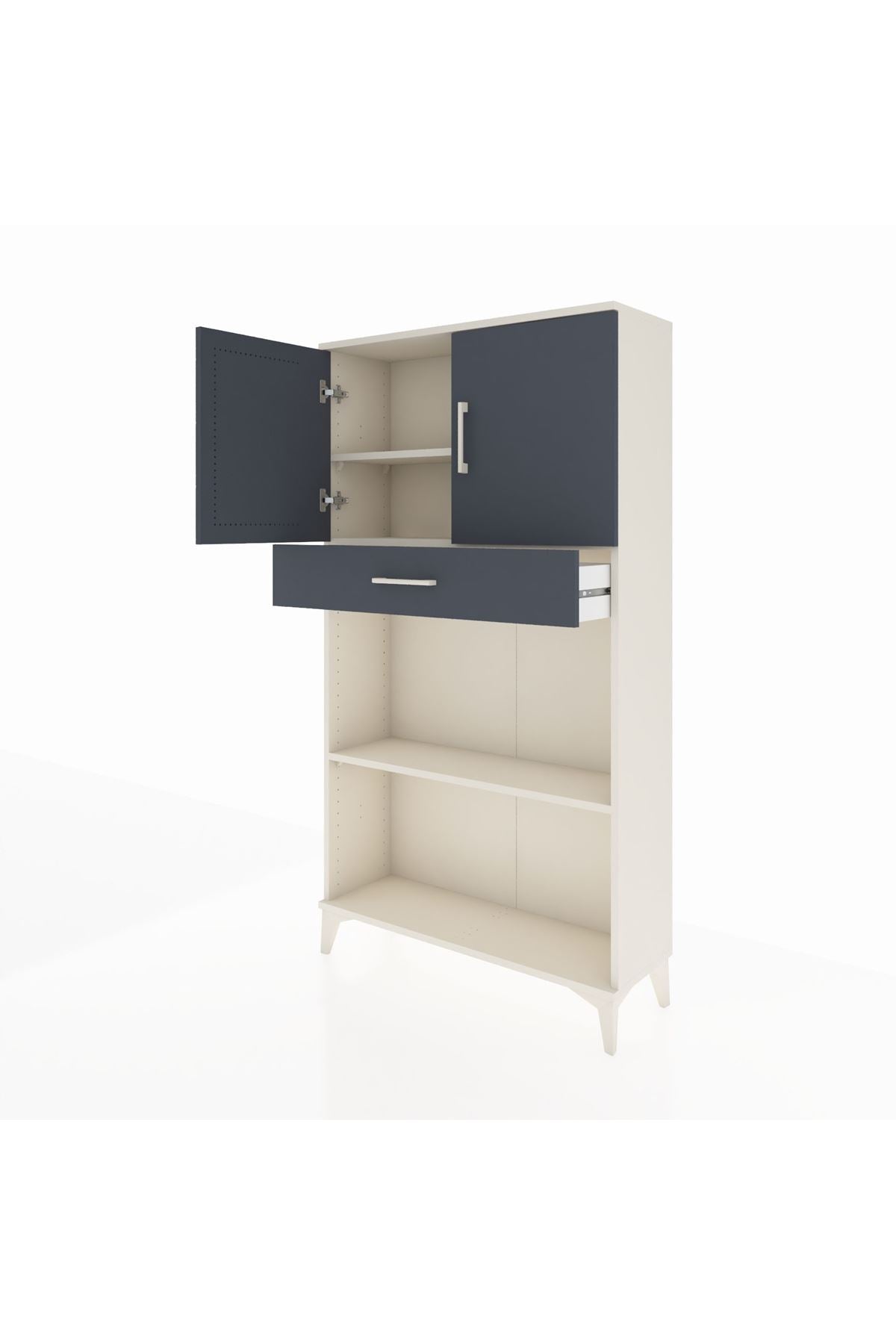 Arges Dolap 3 Raflı Tek Çekmeceli 2 Kapaklı 88x30x163 - S21M057V2A