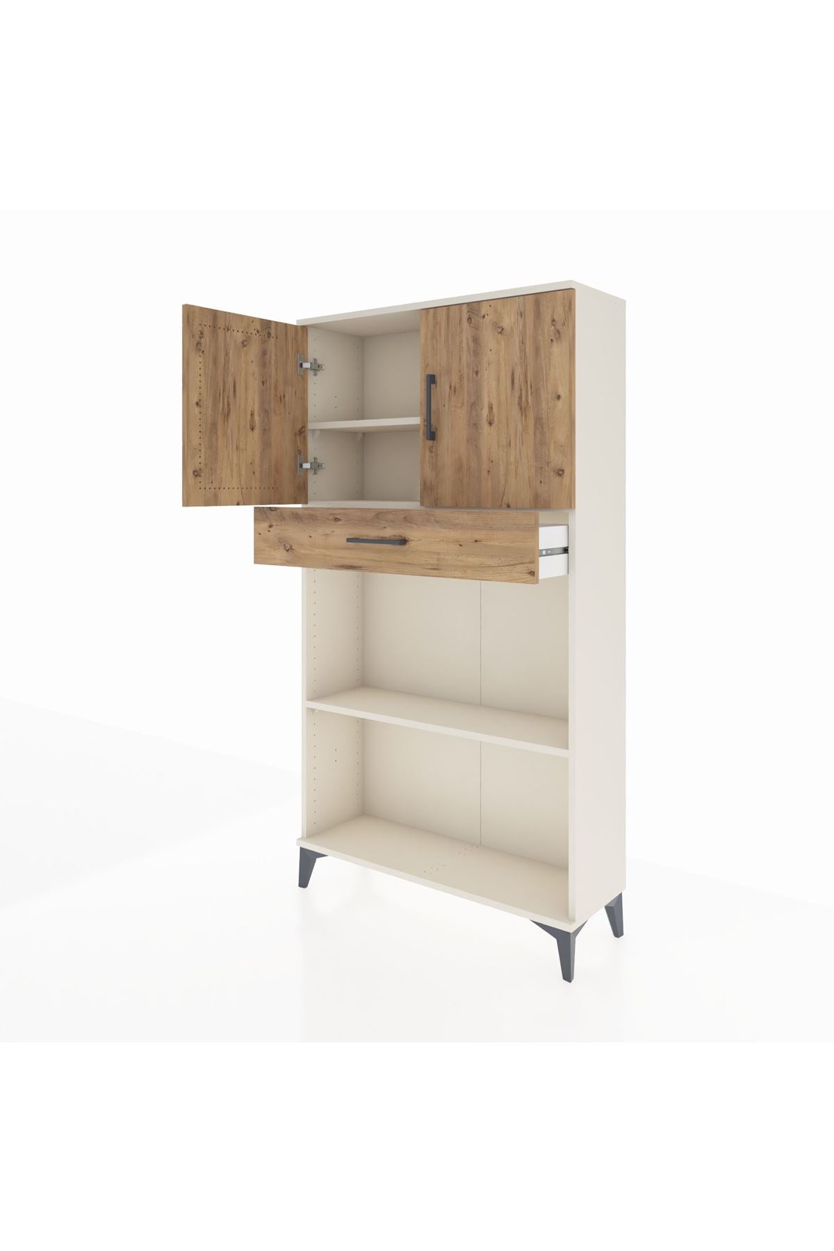 Arges Dolap 3 Raflı Tek Çekmeceli 2 Kapaklı 88x30x163 - S21M057V3A