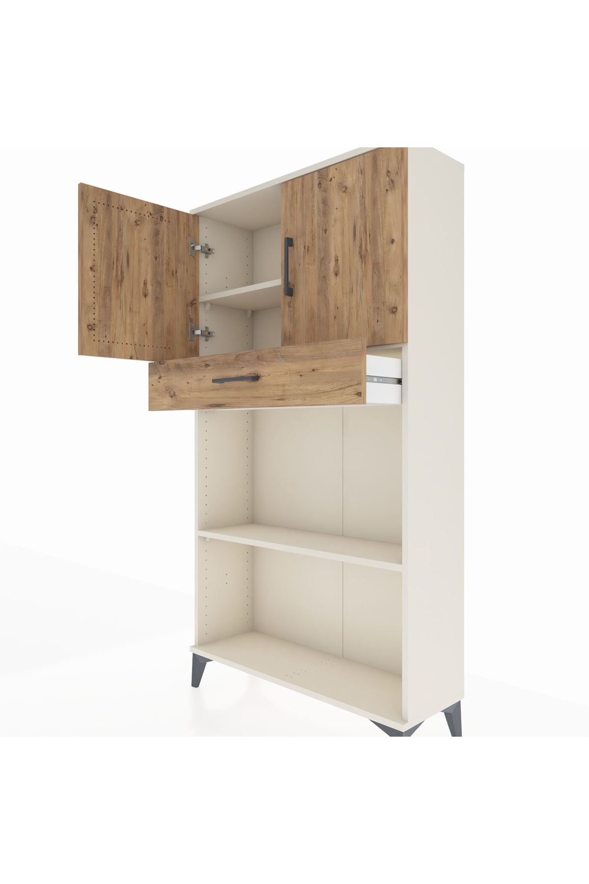 Arges Dolap 3 Raflı Tek Çekmeceli 2 Kapaklı 88x30x163 - S21M057V3A