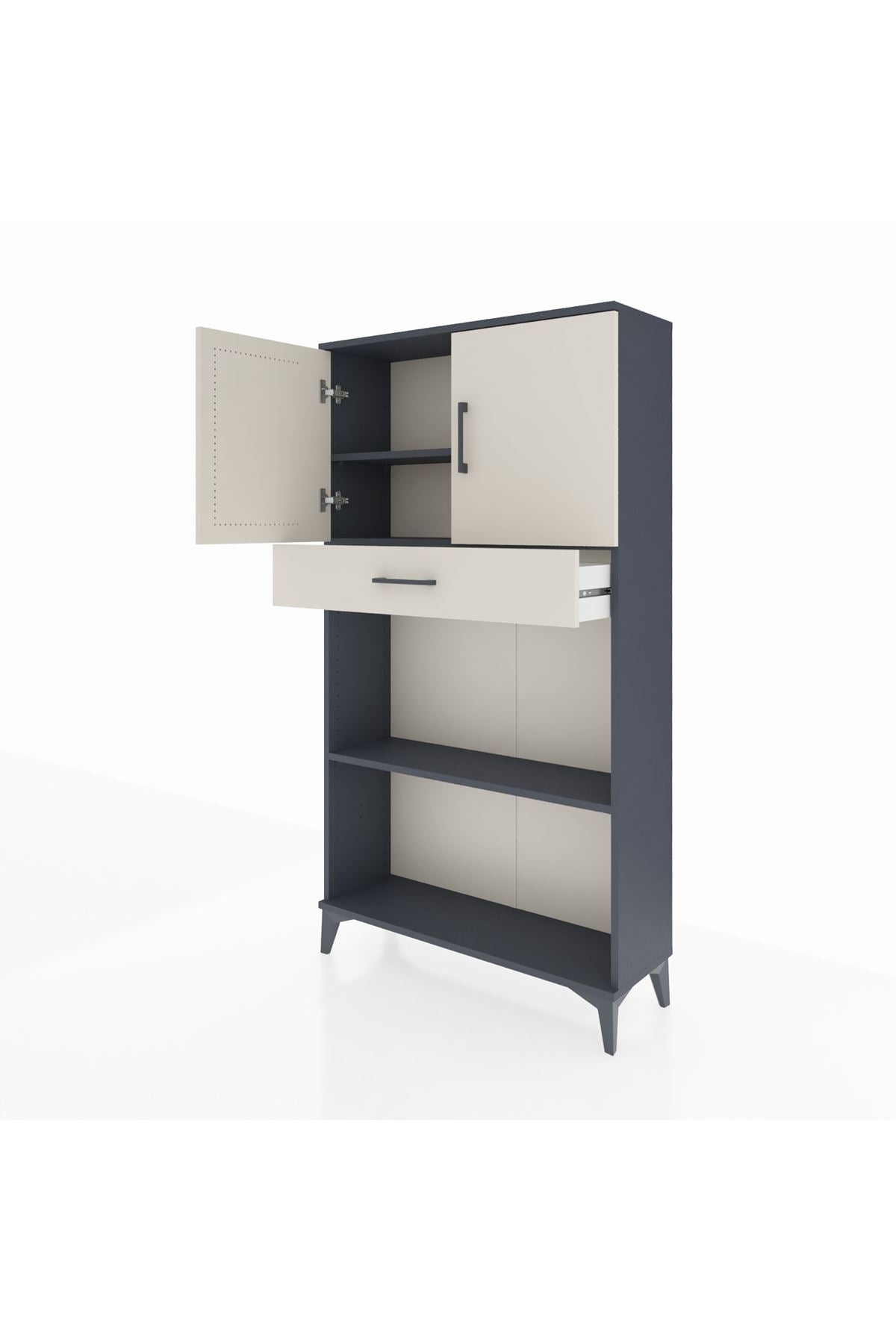 Arges Dolap 3 Raflı Tek Çekmeceli 2 Kapaklı 88x30x163 - S21M057V4A