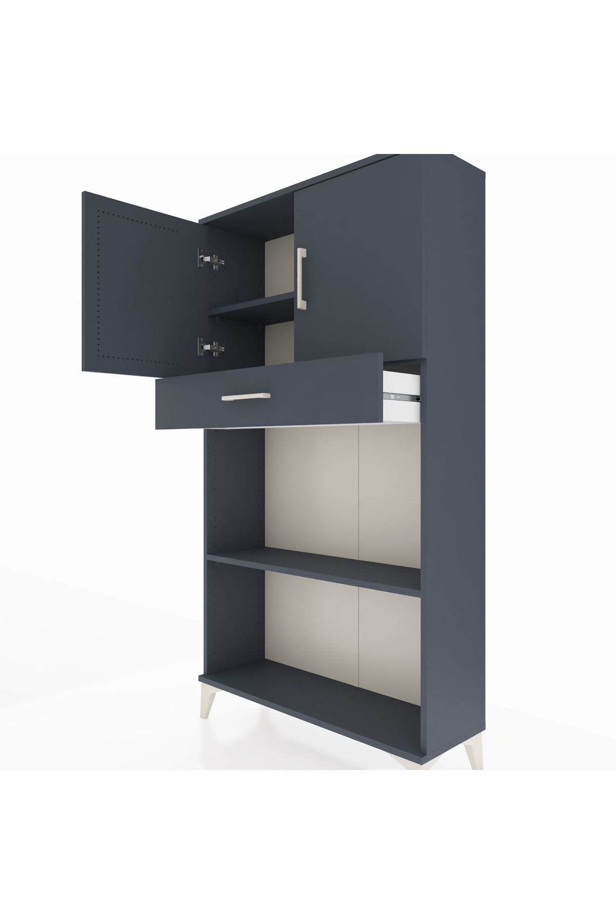 Arges Dolap 3 Raflı Tek Çekmeceli 2 Kapaklı 88x30x163 - S21M057V5A