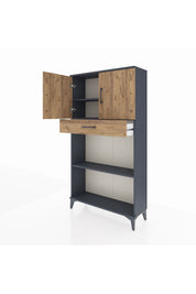 Arges Dolap 3 Raflı Tek Çekmeceli 2 Kapaklı 88x30x163 - S21M057V6A